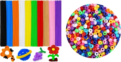 Eppingwin 1000 cuentas de poni + limpiapipas de 12 pulgadas para manualidades