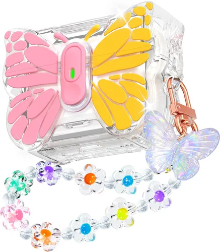 Vista 16 de R-fun Funda para AirPods Pro 2 Butterfly Artistry - Tapa desplegable automática y función de soporte, protección de grado militar de 360°