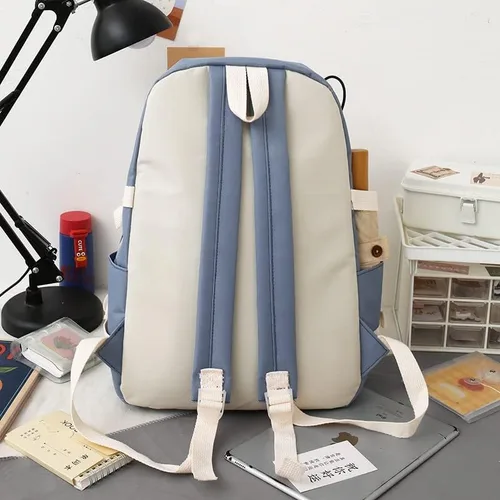 Vista 5 de Linda mochila con accesorios kawaii Juego de 5 bolsas estéticas, Negro