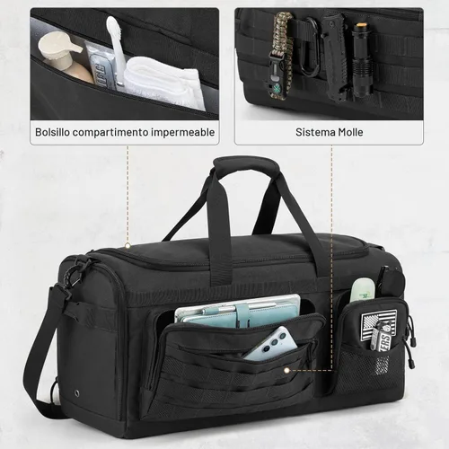 Vista 4 de G4Free Bolsa de lona 3 en 1 para viajes, gimnasio, deportes, mochila Negro