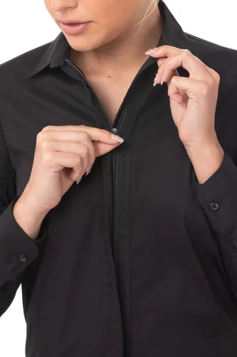 Vista 4 de Chef Works Camisa Shelby con cremallera frontal para mujer