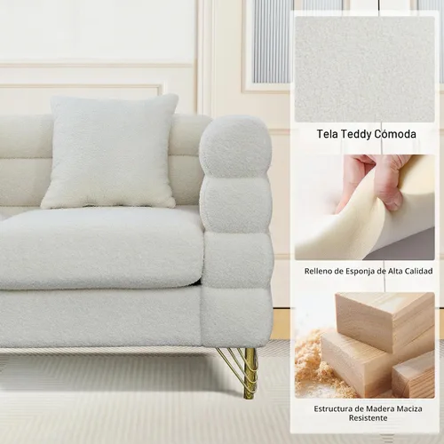 Vista 6 de Juego de sofá Teddy de lujo para sala de estar, muebles de decoración moderna, sofá seccional, sofá de 3 plazas y loveseat con 5 almohadas
