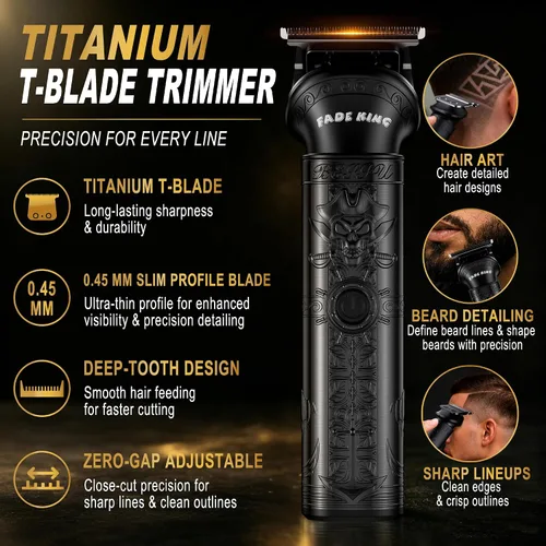 Vista 4 de FADEKING Cortadora de pelo profesional para hombres, kit de recortadora y Negro
