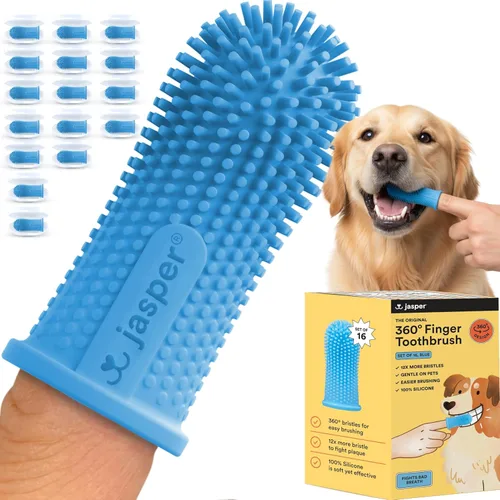 Vista 10 de Jasper Cepillo de dientes para perros, kit de cepillado de dientes de mascotas de 360 grados, cepillo de dientes para gatos, kit de cuidado dental
