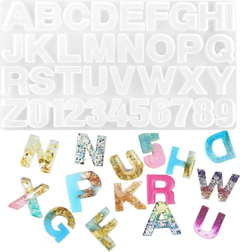 Moldes de silicona para letras del alfabeto, molde de resina epoxi con números, bricolaje para hacer joyas artesanales, moldes de dijes para llavero