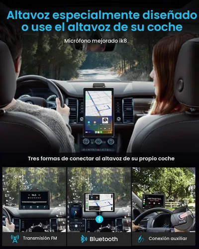Vista 4 de Pantalla inalámbrica Apple CarPlay de 8" para automóvil con Android Auto y cámara de respaldo de 1080P, estéreo de coche con pantalla táctil