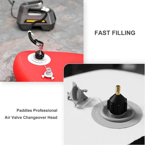 Vista 2 de LIOOBO Adaptador de bomba SUP para barco inflable Schrader estándar Adaptador de válvula de aire convencional Adaptador de válvula de aire Accesorio