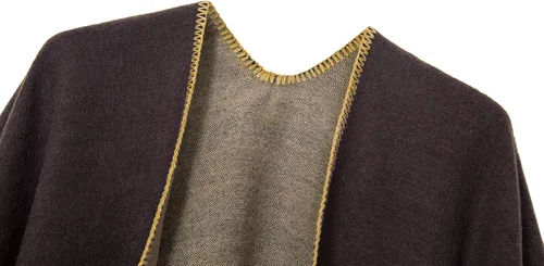 Vista 23 de Urban CoCo Poncho de colores para mujer, chal con frente abierto, color en bloques