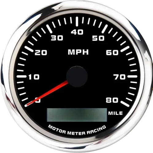 Vista 27 de MOTOR METER RACING W Pro 85mm 3-3/8" Velocímetro GPS Digital Odómetro 200 MPH/300 KMH Impermeable Dial Blanco LED Rojo para Coche Camión Marino