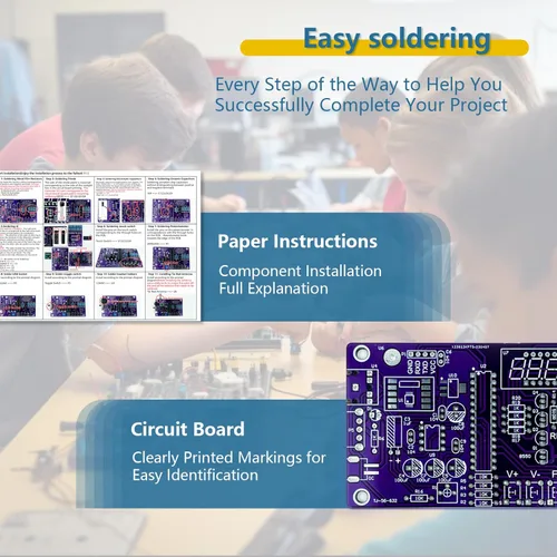 Vista 4 de EI Kit de soldadura portátil electrónica Raaaadio DIY 2 modos de potencia Kit de Raaaadio digital con conector para auriculares, kit de práctica