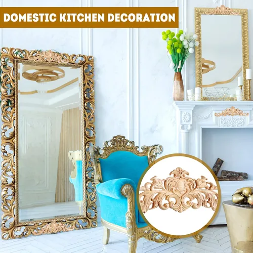 Vista 4 de 20 piezas de apliques largos de madera tallada Onlays para muebles tallados, calcomanías decorativas de tallado de madera para pared, puerta