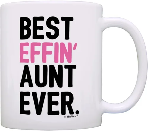 Regalos para tía para mujer, regalo divertido para tía de la mejor tía Effin, regalo para tía, regalo para tía, taza de café, taza de café, color