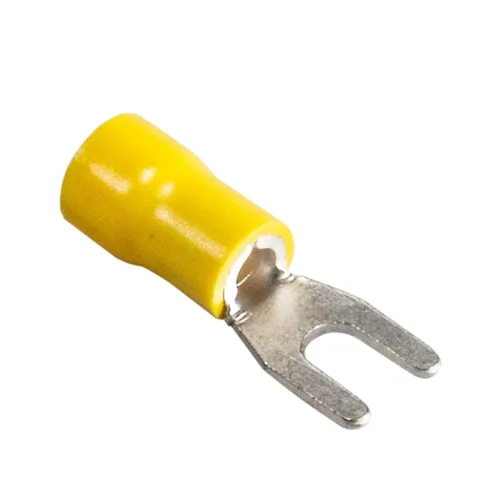 MILAPEAK - 100 conectores de cable de horquilla aislados, kit de terminales de crimpado eléctrico tipo U para cable de 12-10 AWG (amarillo)