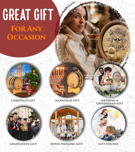 Vista 5 de Barril decorativo de roble bourbon de 2 litros con soporte de madera, Bung y espita – Barril de exhibición solo – Mini barril de whisky de 2 litros