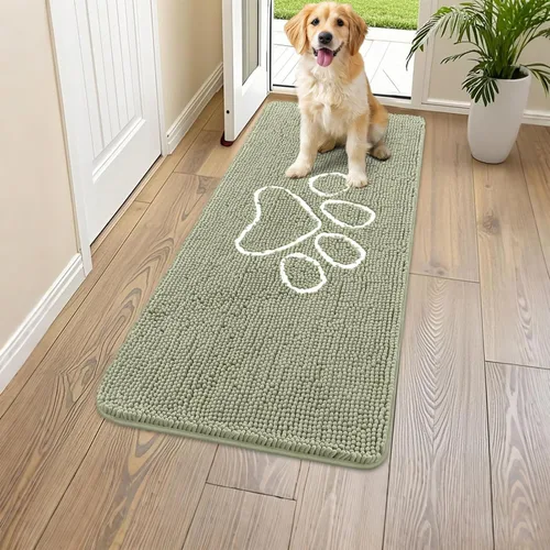 Vista 24 de Smiry Tapete para puerta de perro para patas fangosas, absorbente que atrapa la suciedad, antideslizante, de secado rápido, lavable, tapete