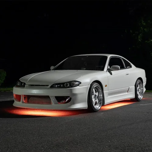 Vista 3 de LEDGlow Kit de iluminación de neón para debajo de la carrocería, 4 piezas, flexible, color naranja, flexible, para automóvil, 4 patrones únicos