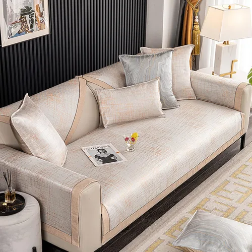 Vista 2 de Fundas de sofá refrescante de verano para 1, 2, 3, 4 asientos, asiento reclinable transpirable de seda helada, antideslizante, protector de muebles