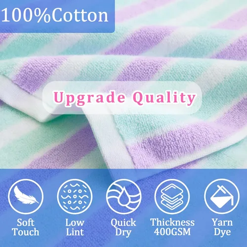 Vista 2 de VOOVA & MOVAS Poncho toallas para niños (4-8 años), de secado rápido, ligeras, absorbentes, de algodón, con capucha, bata para piscina, natación