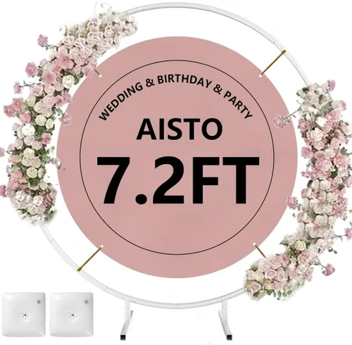 Vista 7 de Soporte Redondo para Telón de Fondo Arco de Globos Marco de Círculo de Metal Dorado con Base para Boda Fiesta de Cumpleaños Baby Shower Decoración