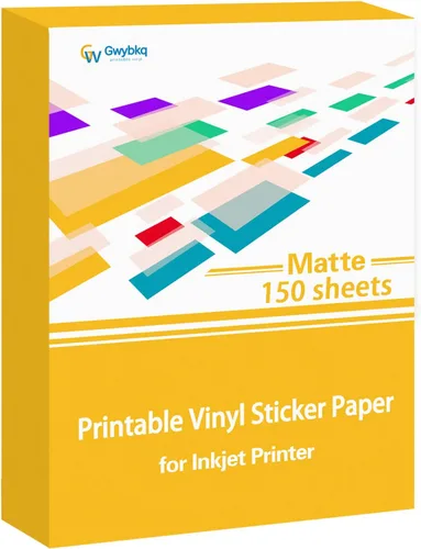 Gwybkq Vinilo Premium Imprimible para Impresora de Inyección de Tinta 150 Papeles de Etiquetas Adhesivas Mate de 8.5''x11'' Etiquetas Blancas