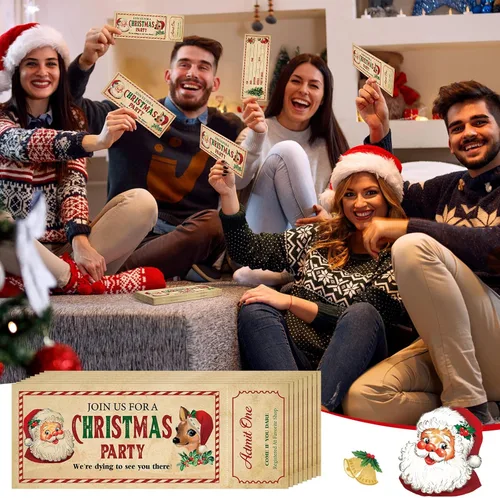 Vista 6 de Woanger 50 invitaciones de Navidad con sobre, 25 tarjetas de invitaciones de fiesta de Navidad y 25 sobres, relleno de invitaciones en blanco