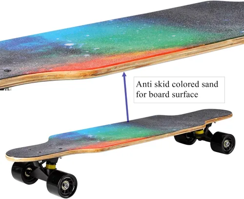 Vista 2 de 31" Longboard 7 capas Skateboard Pro Complete Cruiser para crucero, tallado, estilo libre y cuesta abajo con T-Tool