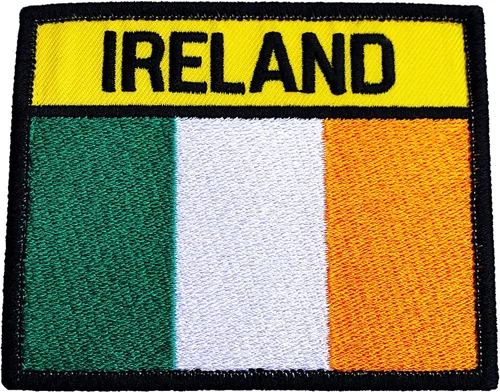 Vista 2 de Parche de bandera de Irlanda (3.75 pulgadas) con gancho y bucle, insignia bordada, Airsoft, paintball, artes marciales, ejército irlandés