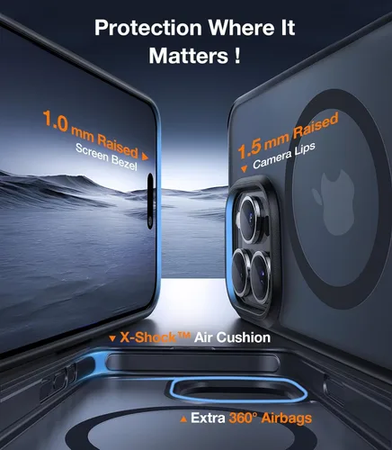 Vista 6 de TORRAS Funda magnética y soporte mejorados para iPhone 14 Pro [probada en caídas de grado militar] [compatible con MagSafe] Funda delgada y ligera