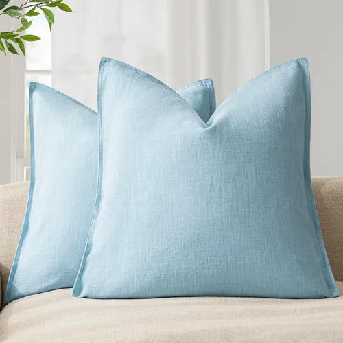 Vista 86 de Foindtower - Juego de 2 fundas de almohada decorativas de lino sólido, suave y con acento, fundas de cojín estilo bohemio y campestre, neutrales