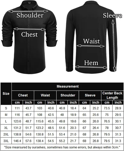 Vista 6 de COOFANDY Camisas de vestir casuales con botones y manga larga para hombre