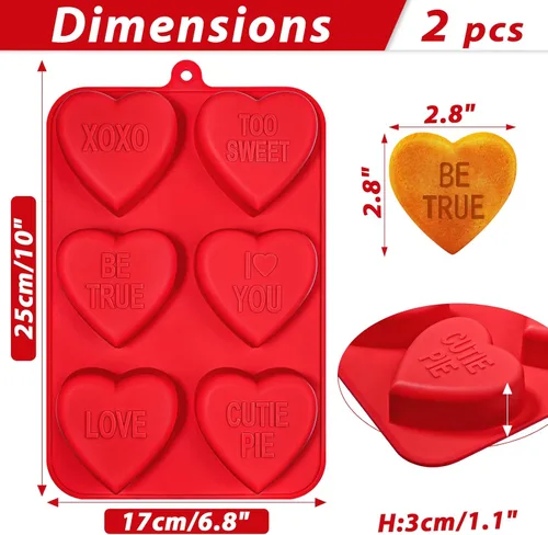 Vista 3 de Webake Molde Grande de Corazón de Conversación para Hornear, Moldes de Pastel de Silicona con Forma de Corazón de 6 Cavidades, Bandejas para Pastel