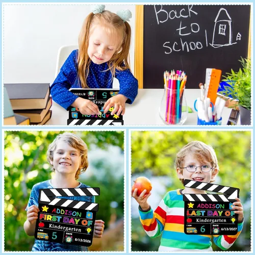 Vista 6 de FLYAB Letrero de pizarra para el primer y último día de escuela, tablero de doble cara personalizado para el primer día de regreso a clases
