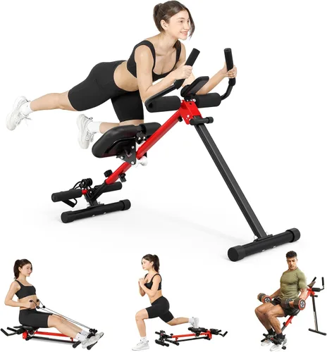 Yoleo 2 in 1 Ab & Rowing Machines for Home, Foldable Ab Workout Equipment, Ab Trainer Machine for Stomach Workout, Ab Crunch Machine with Foam