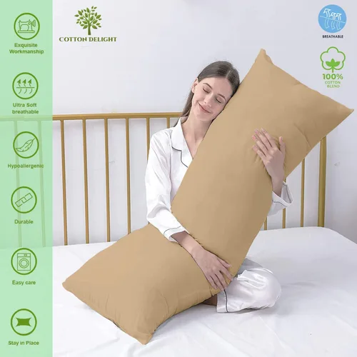 Vista 3 de Cotton Delight Funda de almohada corporal de 20 x 48 pulgadas, cierre de cremallera, 100% mezcla de algodón de alta calidad, 1 funda de almohada