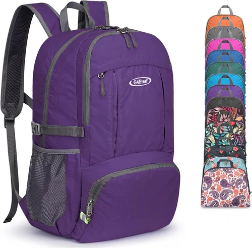 Vista 14 de G4Free Mochila de senderismo plegable ligera 40L, mochila de viaje impermeable
