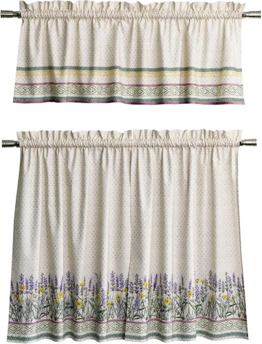 Vista 78 de Juego de cortinas de cocina Maison d' Hermine para ventanas 100% algodón Juego de cortinas y cenefas de cocina para el hogar [2 niveles