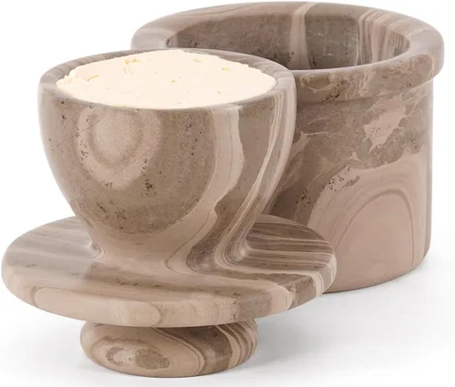 Vista 10 de Radicaln Mantequera de Mármol 4.25' Pulgadas Onyx Verde Recipiente para Mantequilla Hecho a Mano Plato Francés para Mantequilla para Encimera