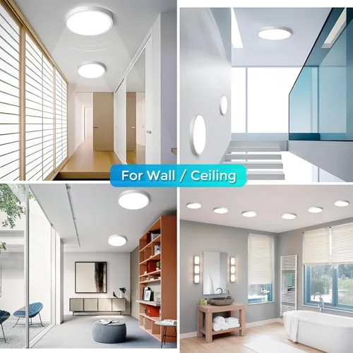 Vista 5 de LightingWill Lámpara de techo LED de 7 pulgadas empotrada, 5000K luz blanca diurna, 1500LM, 12W, lámpara de techo redonda moderna y plana, lámpara