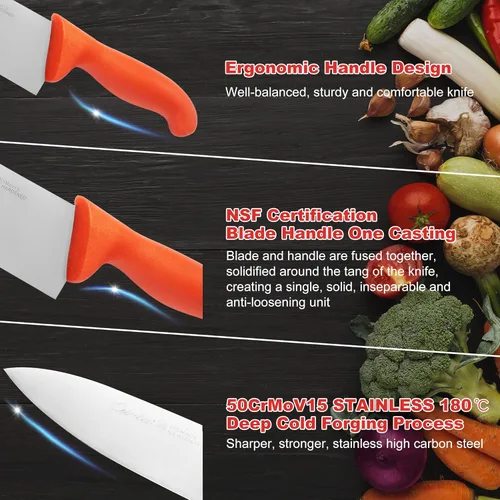 Vista 3 de CURTA Cuchillo de chef, NSF, cuchillo de cocina profesional de 12 pulgadas para acero inoxidable al carbono con mango ergonómico, apto