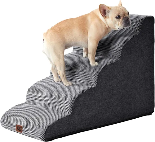 Vista 53 de EHEYCIGA Rampa de escaleras curvadas para perros pequeños de 15.7 pulgadas de alto, escalones para perros de 3 escalones para sofá y silla