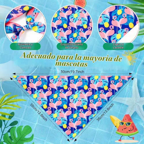 Vista 3 de Chunful 100 piezas de bandanas para perros a granel paquete de verano bufanda triangular babero pañuelo conjunto para accesorios de disfraz