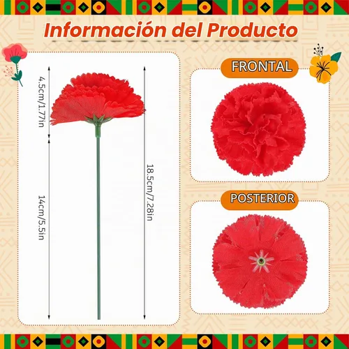 Vista 2 de Syhood 50 piezas de flores de caléndula del día de los muertos a granel