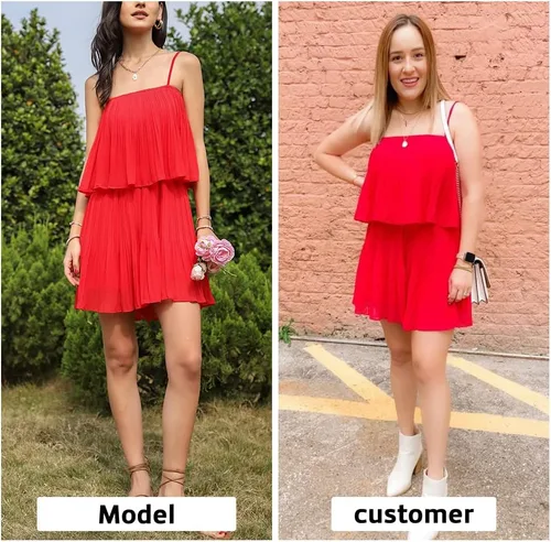 Vista 2 de EXLURA Enterizo de verano para mujer, con tirantes delgados, plisado, a la moda, corto, para mujer