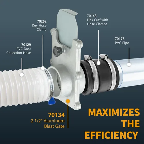 Vista 5 de POWERTEC 70134-P2V - Puerta de aluminio de 2-1/2 pulgadas para colector de polvo, accesorios de recolección de polvo, paquete de 2
