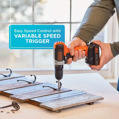 Vista 3 de BLACK+DECKER 20V MAX Cordless Drill Kit with Battery, Charger, Includes Double Sided Drill Bit (BCD702C1)