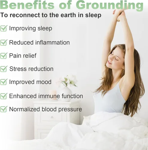 Vista 3 de Grounding Sheets - Sábanas de algodón de alta calidad para terapia de sueño saludable, sábanas bajeras de bolsillo profundo que incluyen cordón