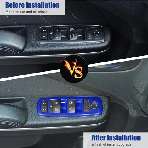 Vista 5 de Voodonala Interruptor de elevación de ventana, botón de control de elevalunas eléctrico, embellecedor para Dodge Charger Durango 2011-2025, para RAM