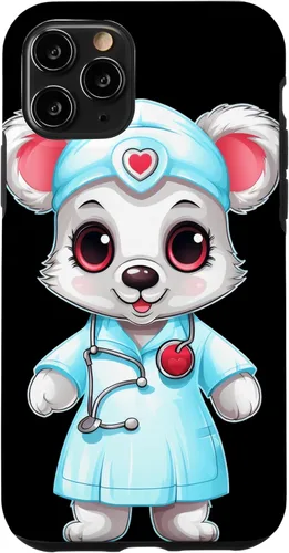 Vista 10 de Funda para iPhone 14 Bear Nurse RN - Estetoscopio de enfermería