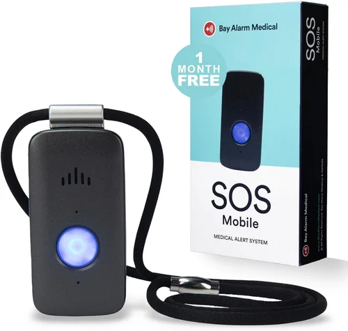 Bay Alarm Medical SOS Mobile GPS - Alerta médica 24/7 con detección de caídas opcional para personas mayores - Llamada para activar - Sistema de