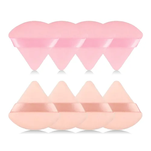 Vista 11 de 8 piezas Esponja para polvo de cara en forma de triángulo, suave y aterciopelada, para polvo suelto, polvo corporal, esponja de maquillaje